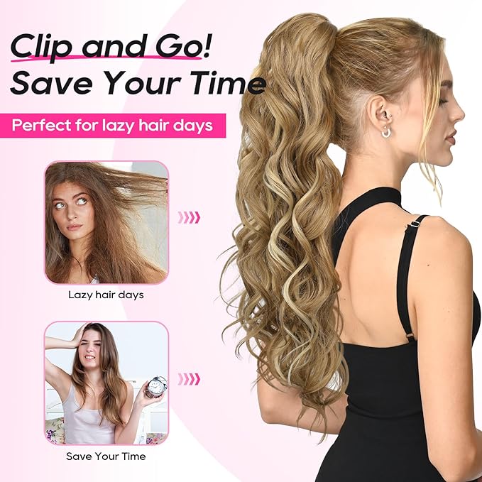 ✨ First 100 :2nd ltem 60% Off⚡Clip-in Big Wavy Ponytail Extension