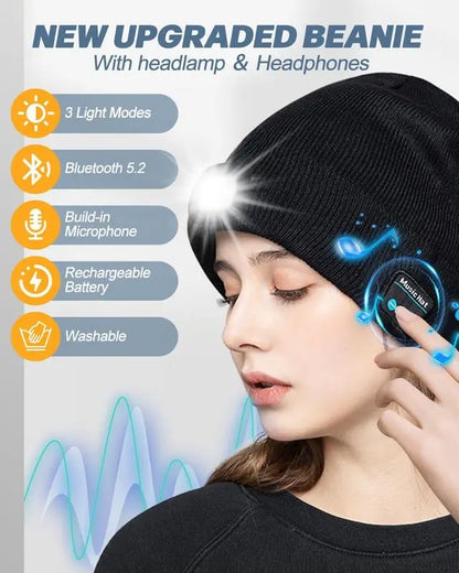 💥This Week's Special Price $19.99🎁— Gift Bluetooth Beanie with LED Headlight and Removable Speakers❄️