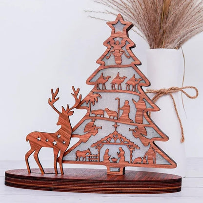 🔥Limited Time 50% OFF🔥LED Lighted Christian Nativity Wooden Ornament