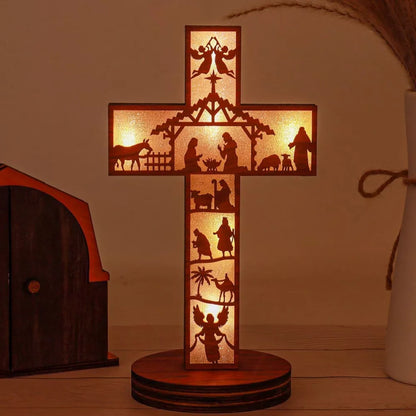 🔥Limited Time 50% OFF🔥LED Lighted Christian Nativity Wooden Ornament