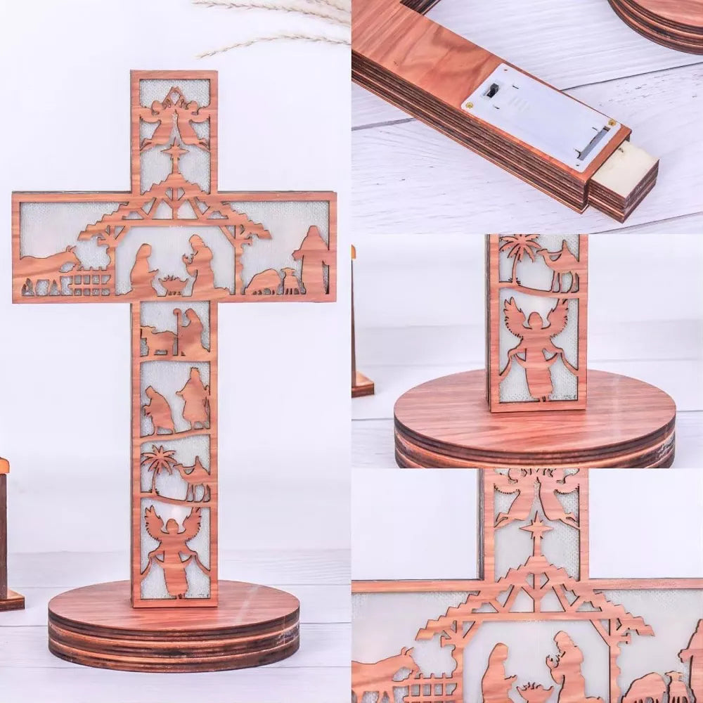 🔥Limited Time 50% OFF🔥LED Lighted Christian Nativity Wooden Ornament